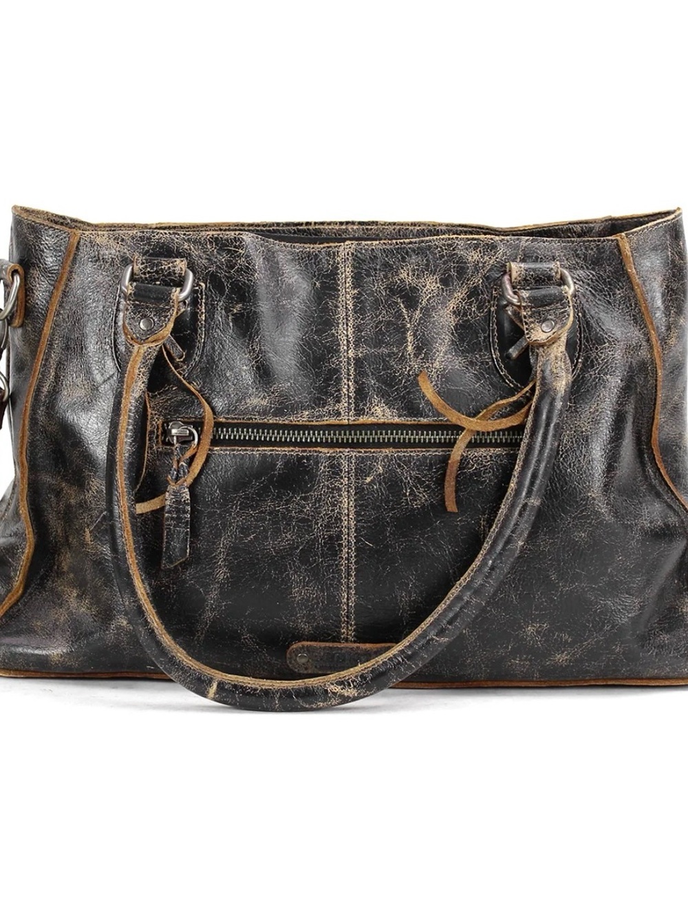 Bed Stu Rockababy Black and White Checker Leather Crossbody Satchel - Picture 4 of 15